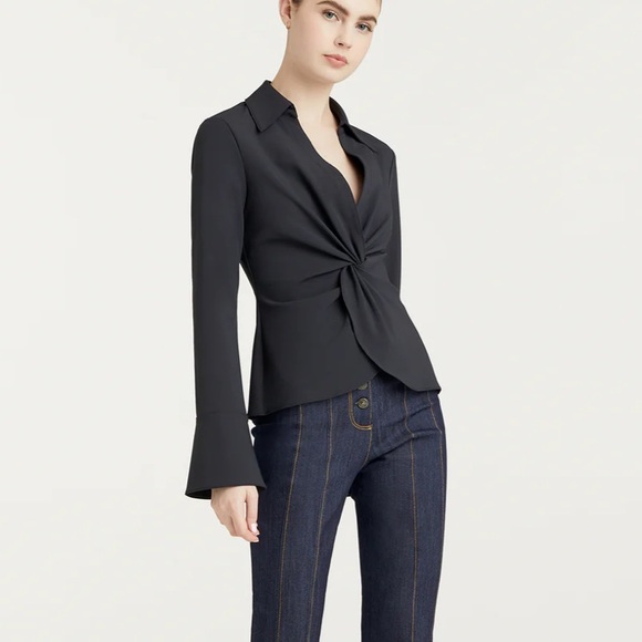 Cinq à Sept Mckenna Black Twist Front Blouse - Picture 2 of 8
